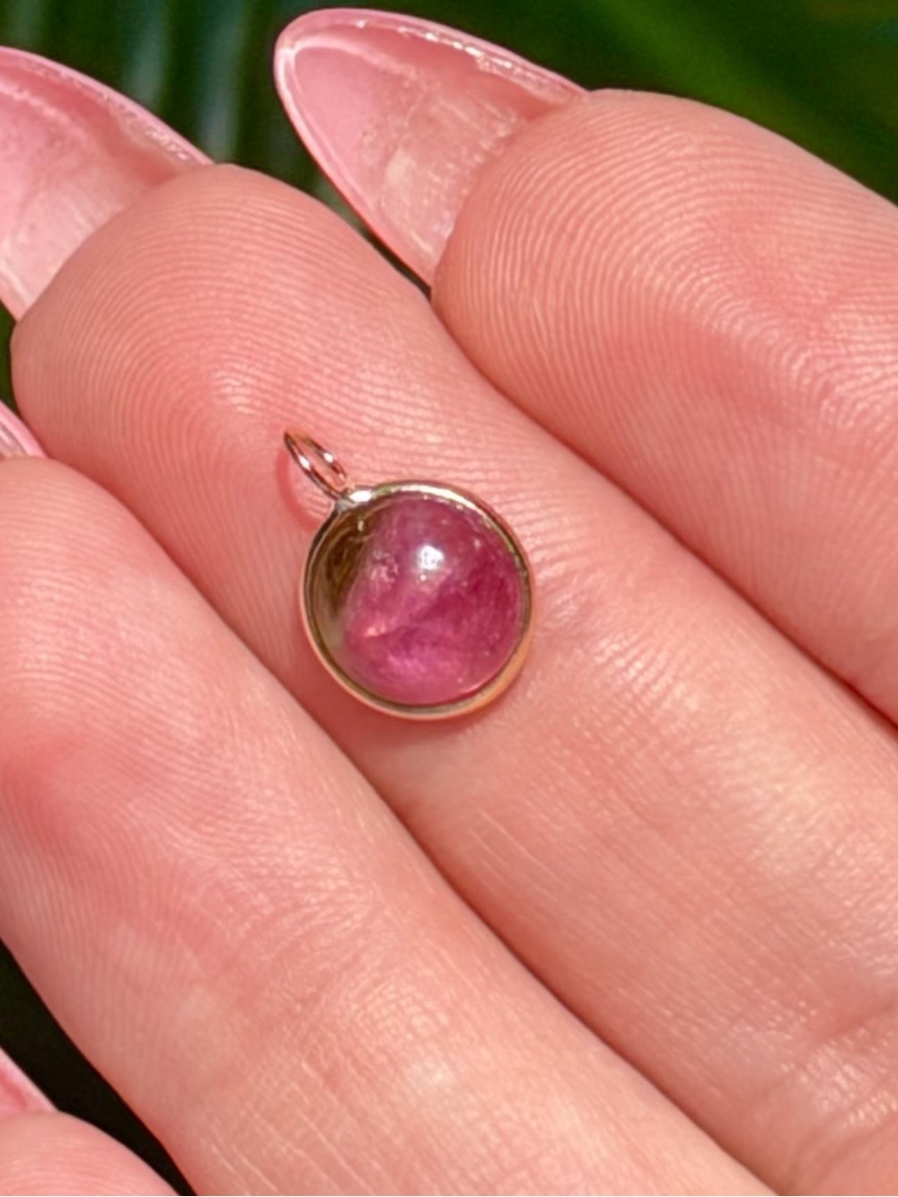14K Real Solid Yellow Gold Bicolor Tourmaline Charm Pendant 13x7mm
